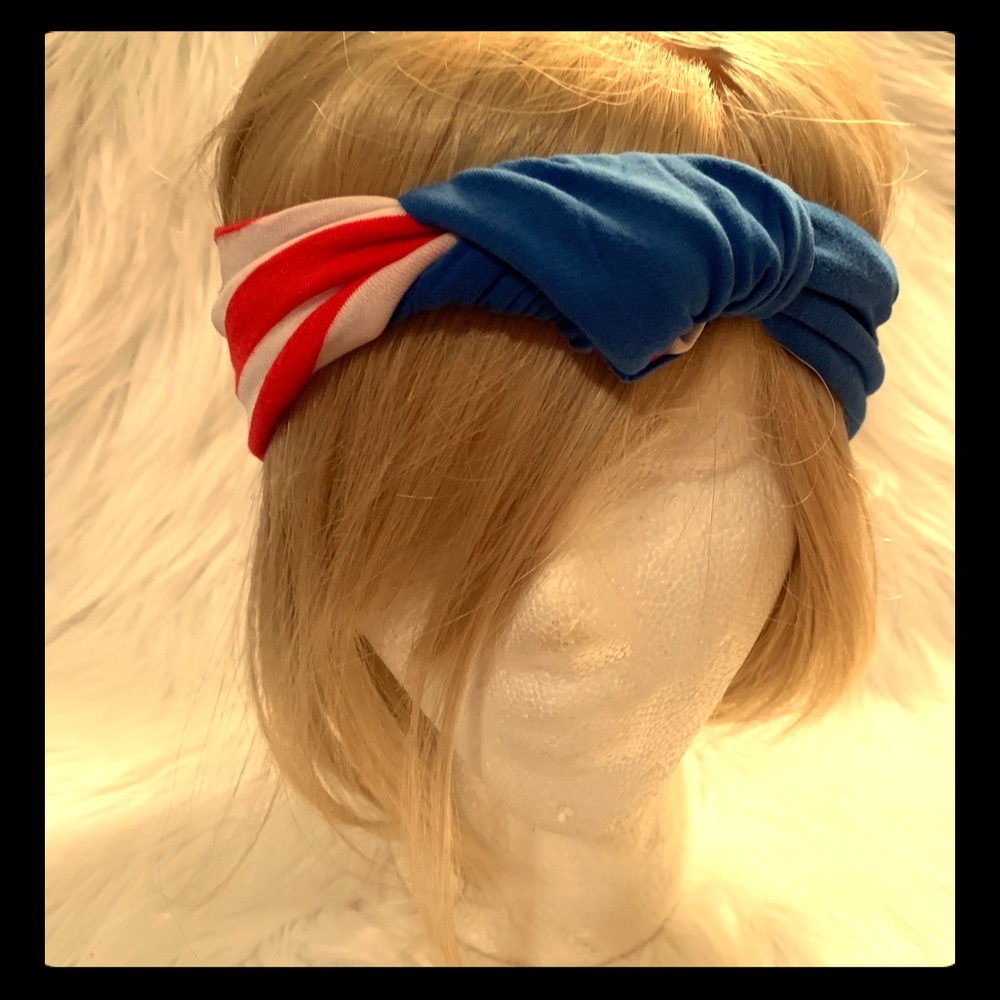 Red, white and blue head wrap